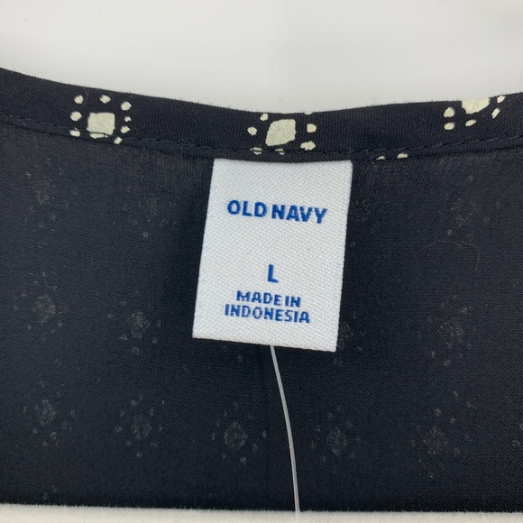 Old Navy Long Sleeve Waisted Black Printed Dress Sz L - Picture 5 of 10